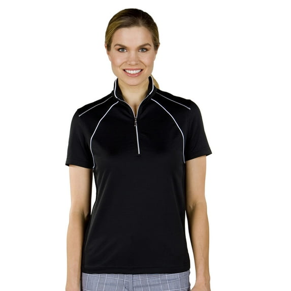 Monterey Club Women's Dual Contrast Zip Front Golf Polo Shirt #2120