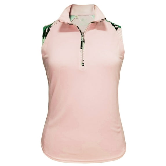 Monterey Club Women's Fairway Print Contrast Sleeveless Golf Polo Shirt #2501