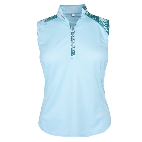 Monterey Club Women's Fairway Print Contrast Sleeveless Golf Polo Shirt #2501