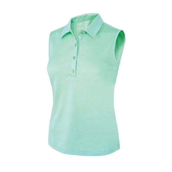 Monterey Club Women's Floral Emboss Texture Polo Sleeveless #2095