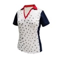 thumbnail image 1 of Monterey Club Women's Foil Print Contrast Golf Polo Shirt #2098, 1 of 2