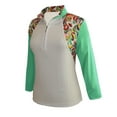 thumbnail image 1 of Monterey Club Women's Fountain Floral Print Block 3/4 Sleeve Zip Golf Polo Shirt #2347, 1 of 2
