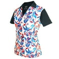 thumbnail image 1 of Monterey Club Women's Fountain Floral Print Block Golf Polo Shirt #2346, 1 of 3