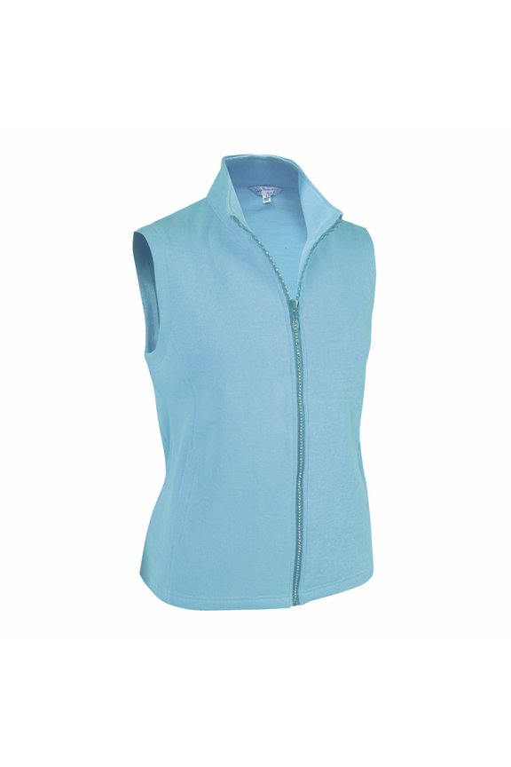 Women's French Rib Knit Rhinestone Zipper Vest #2770