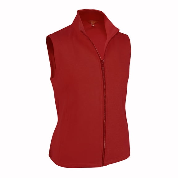 Monterey Club Women's French Rib Knit Rhinestone Zipper Vest #2770