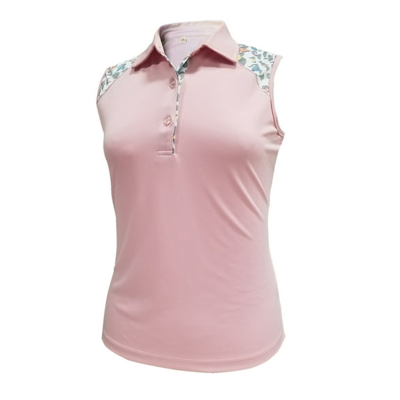 Monterey Club Women's Fun Leopard Contrast Sleeveless Golf Polo Shirt #2425