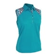 thumbnail image 1 of Monterey Club Women's Fun Leopard Contrast Sleeveless Golf Polo Shirt #2425, 1 of 3
