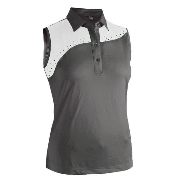 Monterey Club Women's Galaxy Contrast Block Sleeveless Golf Polo Shirt #2479