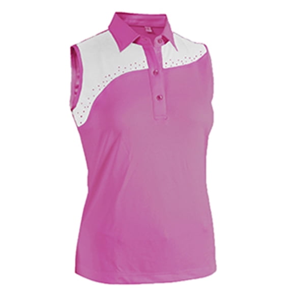 Monterey Club Women's Galaxy Contrast Block Sleeveless Golf Polo Shirt #2479