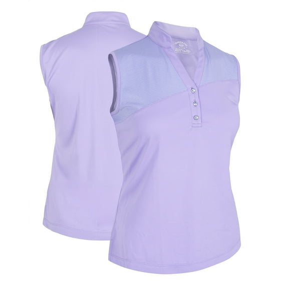 Monterey Club Women's Gem Stripe Contrast Block Sleeveless Golf Polo Shirt #2463