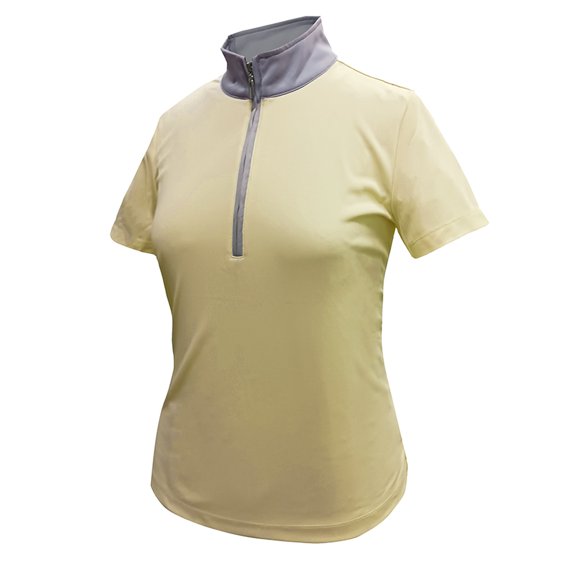 Monterey Club Women's Hi-Low Contrast Zip Front Golf Polo Shirt #2325