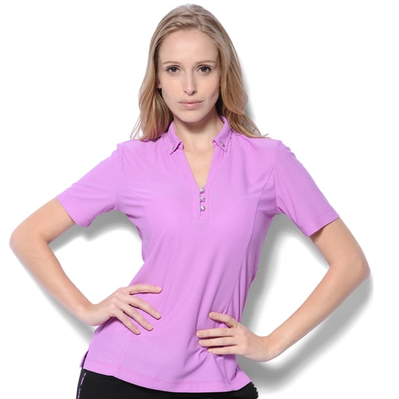 Monterey Club Women's Honeycomb Texture Solid Golf Polo Shirt #2142