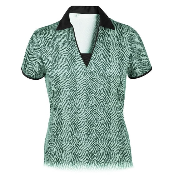 Monterey Club Women's Ikat Print Contrast Golf Polo Shirt #2654