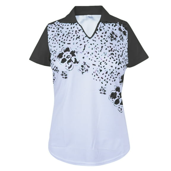 Monterey Club Women's Kaleoscope Print Contrast Golf Polo Shirt #2484