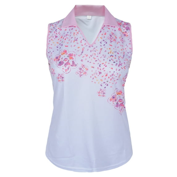 Monterey Club Women's Kaleoscope Print Contrast Sleeveless Golf Polo Shirt #2485