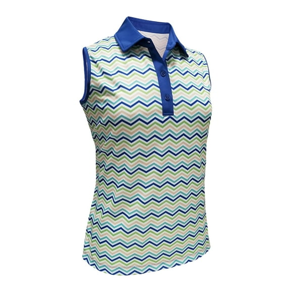 Monterey Club Women's Layla Print Sleeveless Golf Polo Shirt #2397