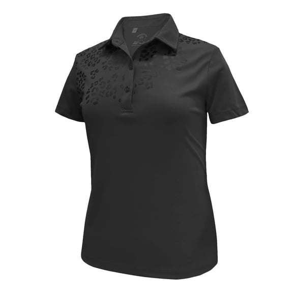 Monterey Club Women's Leopard Foil Print Polo Shirt #2394