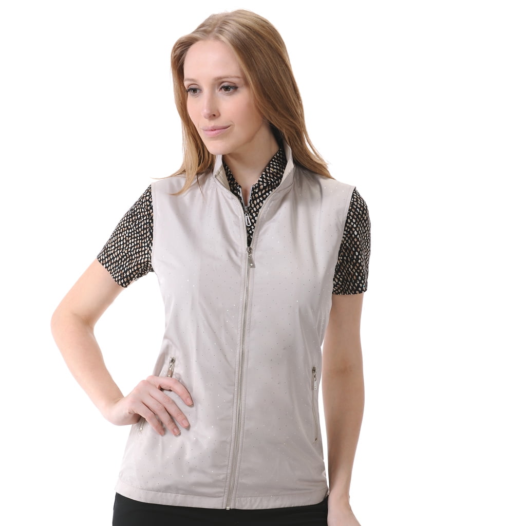 Monterey Club Women's Lightweight Microfiber Sparkling Dot Zip- up Vest #2771