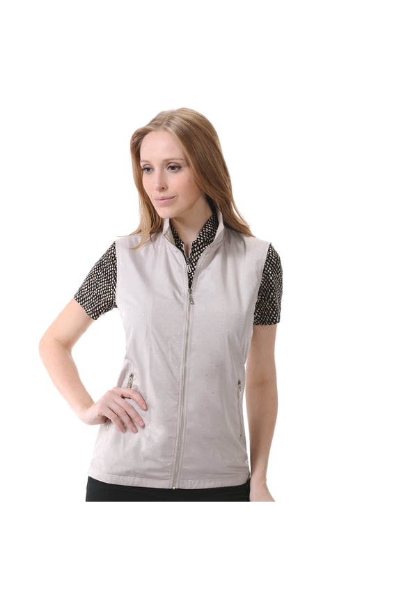 Women's Lightweight Microfiber Sparkling Dot Zip- up Vest #2771