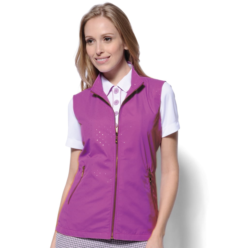Monterey Club Women's Lightweight Microfiber Sparkling Dot Zip- up Vest #2771