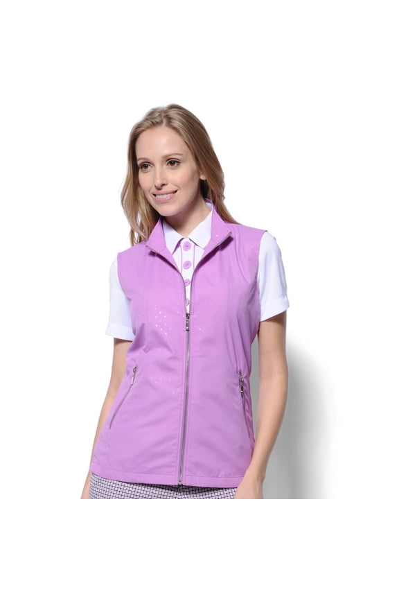 Women's Lightweight Microfiber Sparkling Dot Zip- up Vest #2771