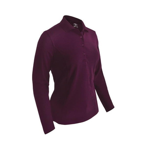 Monterey Club Women's Long Sleeve Medium Weight Pique Solid Golf Polo Shirt #2369