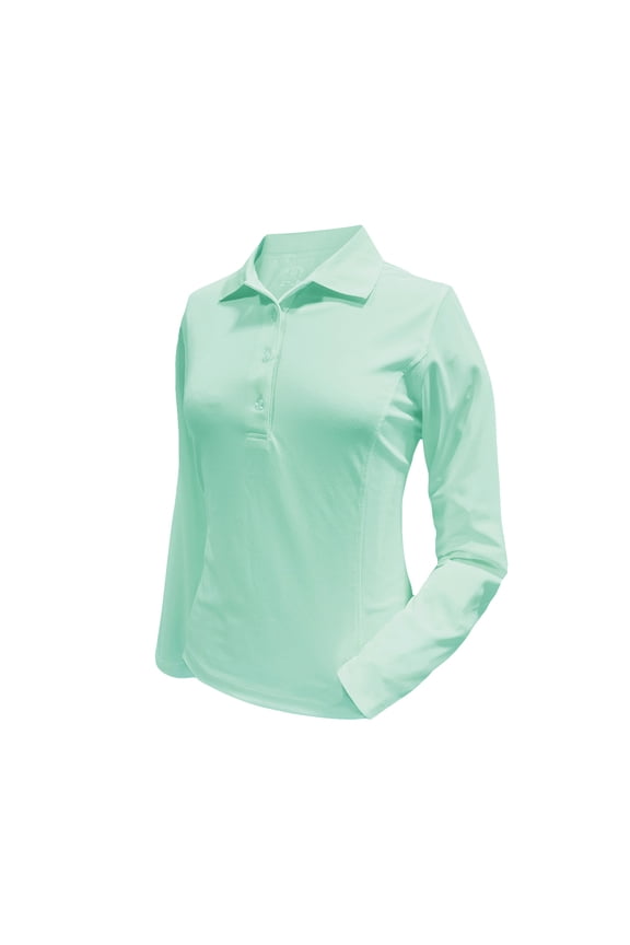 Women's Long Sleeve Medium Weight Pique Solid Golf Polo Shirt #2369