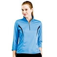 thumbnail image 1 of Monterey Club Women's Matrix Contrat 3/4 Sleeve Zip Polo Shirt #2264, 1 of 2