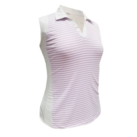 Monterey Club Women's Meadow Stripe Colorblock Sleeveless Golf Polo Shirt #2391