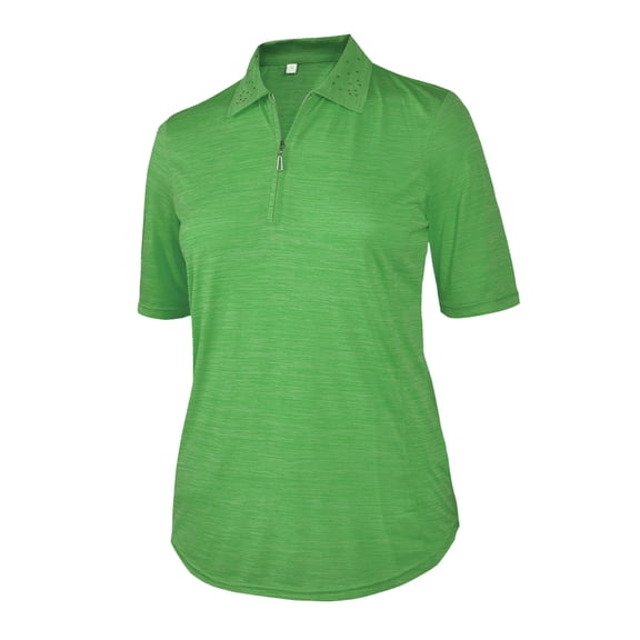 Monterey Club Women's Melange Jersey Performance Sport Golf Polo Shirt #2390