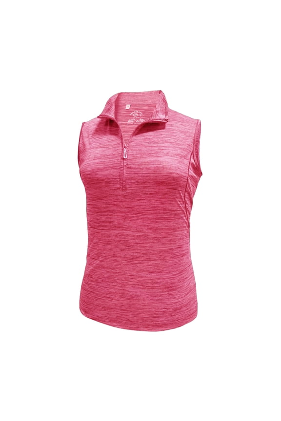 Women's Melange Jersey Performance Sport Top Sleeveless Golf Polo Shirt #2363