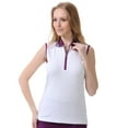 thumbnail image 1 of Monterey Club Women's Metallic Stripe Contrast Sleeveless Golf Polo Shirt #2255, 1 of 2
