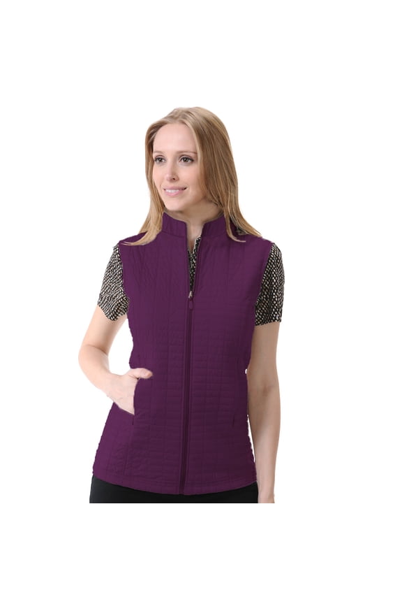 Women's Microfiber Plaid Quilted Vest #4786