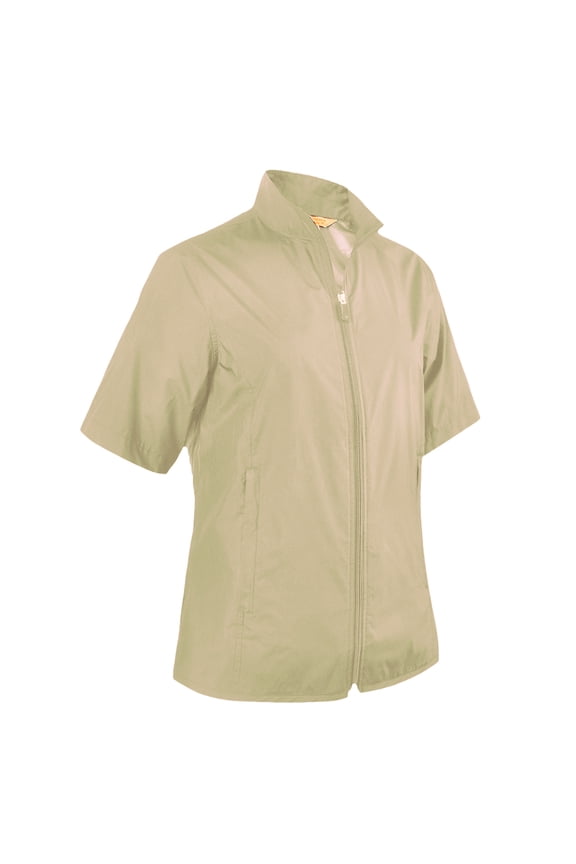 Women's Microfiber Water repellent shell Full Zip Wing collar without lining Short sleeve Windbreaker #4702