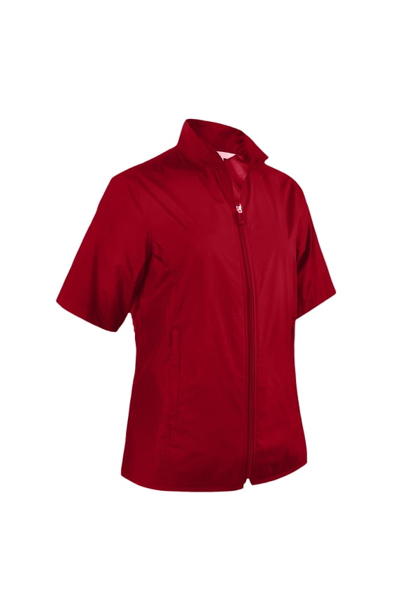 Women's Microfiber Water repellent shell Full Zip Wing collar without lining Short sleeve Windbreaker #4702