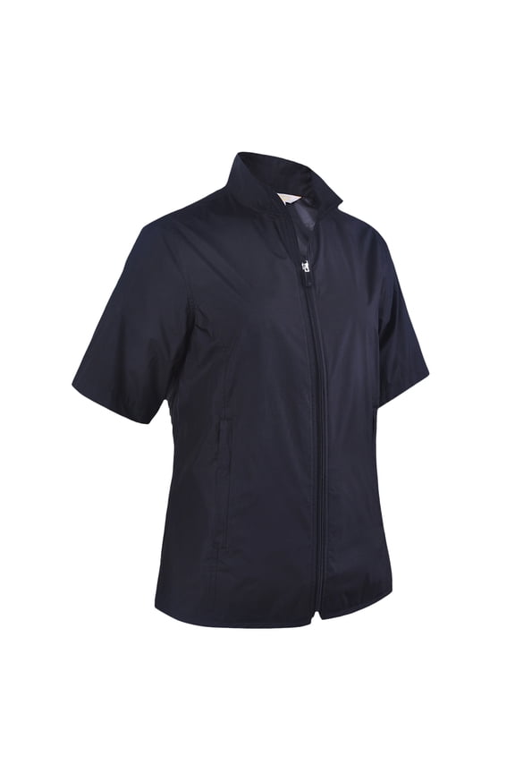 Women's Microfiber Water repellent shell Full Zip Wing collar without lining Short sleeve Windbreaker #4702