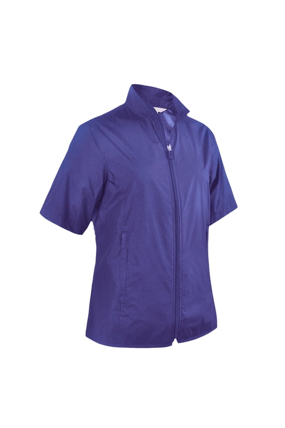 Women's Microfiber Water repellent shell Full Zip Wing collar without lining Short sleeve Windbreaker #4702