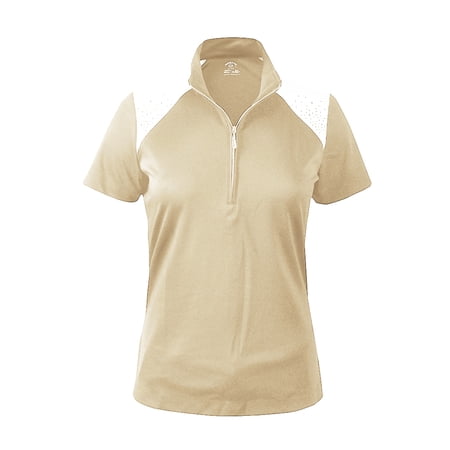Monterey Club Women's Nile Rhinestone Contrast Golf Polo Shirt #2378