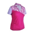 thumbnail image 1 of Monterey Club Women's Paradise Feather Print Block Golf Polo Shirt #2374, 1 of 2