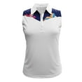 thumbnail image 1 of Monterey Club Women's Peony Print Contrast Sleeveless Golf Polo Shirt #2334, 1 of 2