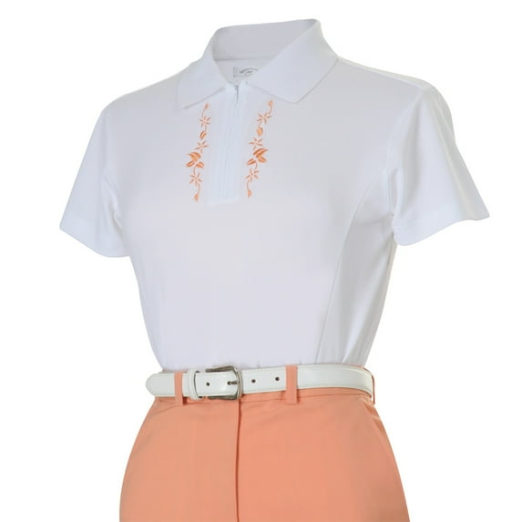 Monterey Club Women's Performance Solid Zip Golf Polo Shirt #2146