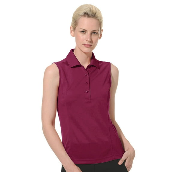 Monterey Club Women's Pique Solid Sleeveless Golf Polo Shirt #2064