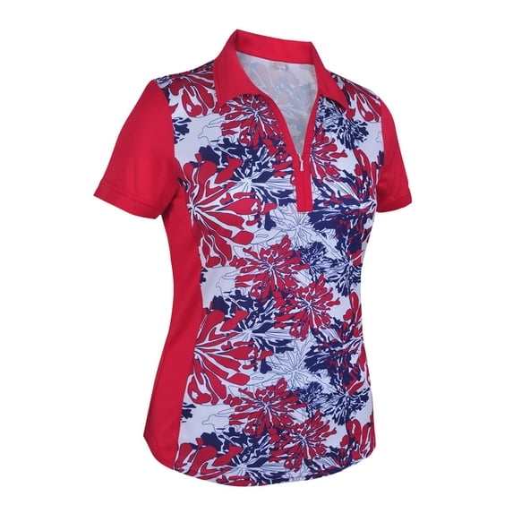 Monterey Club Women's Popcorntique Print Block Golf Polo Shirt #2408