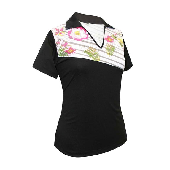 Monterey Club Women's Prep Diagonal Stripe Block Golf Polo Shirt #2306