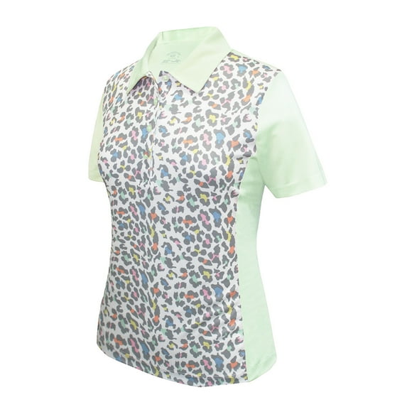 Monterey Club Women's Pro Leopard Print Block Golf Polo Shirt #2350