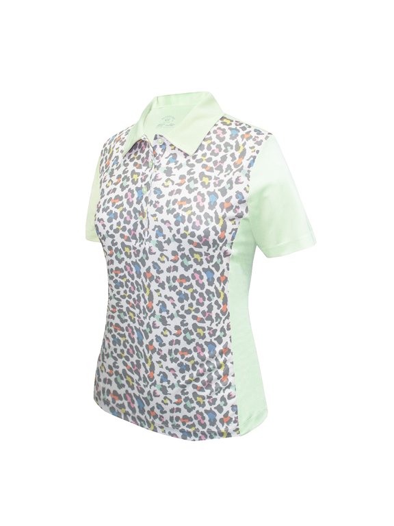 Women's Pro Leopard Print Block Golf Polo Shirt #2350