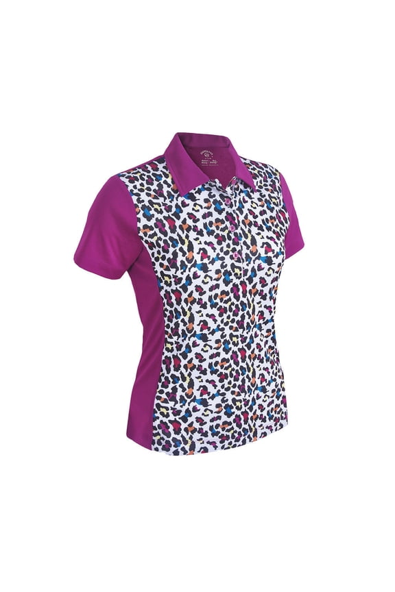 Women's Pro Leopard Print Block Golf Polo Shirt #2350