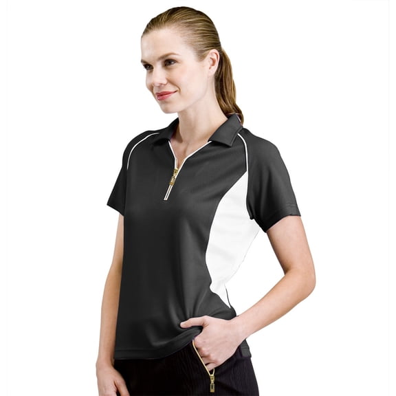 Monterey Club Women's Pro Mesh Texture Block Zip Golf Polo Shirt #2178
