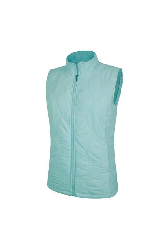 Women's Quilted Microfiber Shell vertical wave pattern Wing collar Full Lining Front Zip Vest #4789