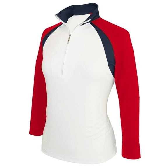 Monterey Club Women's Rally Sunday Sport Zip Top 3/4 Sleeve Golf Polo Shirt #2357